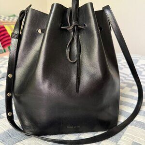 Mansur Gavriel, Large, Black Bucket Bag with Cobalt Interior